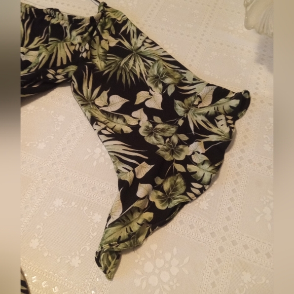 🆕 Bobeau Midi Dress, Black with Green Leaves, XL - Picture 7 of 7